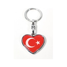 Ay Yıldız Figürlü Kalp Şeklinde Kırmızı Metal Anahtarlık Duygusal Ve Anlamlı Bir Tasarım Çok Renkli