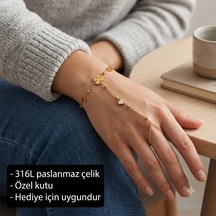Lunéa Charm Hand Chain Bracelet Dört Yapraklı Yonca Ve Kalp Figürlü Şahmeran Bileklik Çok Renkli