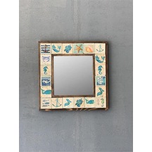 Oscar Stone Decor Oscar Stone Ahşap Çerçeveli Mozaik Doğaltaş Ayna 33 Cm X 33 Cm Balkon Aynası Ayn-023 Diğer