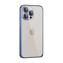 İphone 15 Pro Max Metal Bumper Mat Kapak - Lacivert
