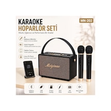 Mn-202 Çift Kablosuz Mikrofonlu Bluetooth Karaoke Spekaer Şarjlı Taşınabilir Hoparlör Hafıza Kartı Ve Usb Girişli Partybox 15w Ses Bombası