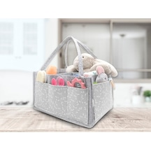 Babyjem 772 Gri Keçe Anne Bebek Bakım Çantası Çiçek