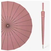 Hyt-24 Kemik Şemsiye Düz Renk Kadın Otomatik Şemsiye Büyütülmüş Ve Kalınlaştırılmış-pembe