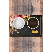 Evaşk Vinil Kaymaz Tabanlı Keçe Baskılı Evcil Hayvan Pet Mama  Paspası 30x45 Renk KEMİK PM1630KE
