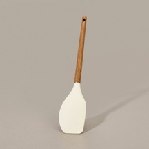 Mienn Akasya Saplı Silikon Servis Spatulası - Kahverengi / Krem Çok Renkli