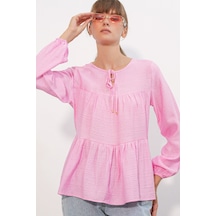 Hiccup Bdart Dokulu Bağlamalı Bluz Allık Pembe