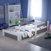 Tuliplifeyapımarket Tuliplife Montessori Karyola Beyaz-Antrasit Çocuk Yatağı -315 Antrasit - Beyaz