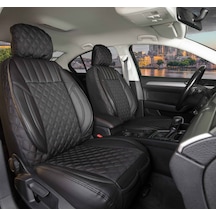 Isuzu D-max Yeni Uyumlu Yarı Deri Oto Koltuk Kılıfı Ön Arka Takım Set Tam Siyah Fs