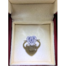 Vog Pırlanta Montür Effective Diamond Kalp Ritmi 925 Ayar Gümüş Sevgiliye Eşe Hediye Yüzük