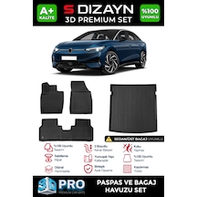 S-dizayn Vw Id7 D Pro Havuzlu Paspas Ve Bagaj Havuzu Seti 2'li Set 2023 Üzeri A+ Kalite