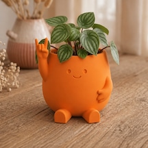 3d Baskı Smiley Face Planter - Gülümseyen Karakterli Saksı-turuncu Çok Renkli