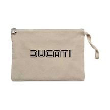 Ducati Text Krem Clutch Astarlı Cüzdan / El Çantası Krem