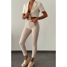 Lacarino 7580 Mira Kadın Jean Pantolon Bej
