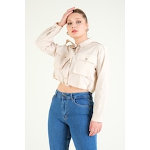 Giyim Dünyası Kadın Paraşüt Crop Mont Taş 001