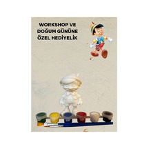 3d Pinokyo Figür Boyama Seti - Kendin Boya Hobi Ve Etkinlik Seti - Akrilik Boya + 2 Fırça