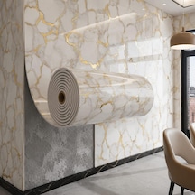 60cm X 3 Metre Tek Parça Yapışkanlı Rulo Gold Duvar Paneli Kağıdı Silinebilir Salon Ofis Tx-077 Altın