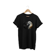 At Baskılı Siyah T-shirt Siyah