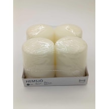 Hemsjö Blok Mum 4'lü Set, 5,7 Cm Çap, 8 Cm Yükseklik, Beyaz Diğer