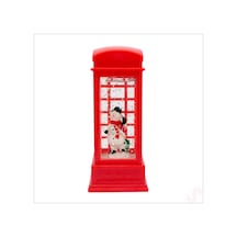 Uçuşan Simli,12,5 X 5cm Led Işıklı Telefon Kulübesi Küre-kardan Adam