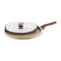 FMS D3006 Döküm Kapaklı Balık-Gözleme Tavası 34 cm Bej
