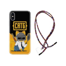 Apple Uyumlu iPhone XS Max Kılıf Rasta Boyun Askılı Cat G 1677