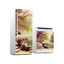 Buzdolabı Ve Bulaşık Makinası Beyaz Eşya Sticker Kaplama 3d Kırmızı Gül Çok Renkli