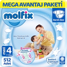 Molfix 4 Beden Bebek Bezi Mega Paket 128x4 512 Adet 4 Numara