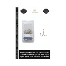 Premium Mercan Avı Olta Takımı Av Malzemesi Captain 336 Üçlü İğne Balık İçin 100lü Kutu Nikel 5