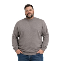 Battalmoda Erkek Büyük Beden Vizon Yarım Balıkçı Triko Kazak 3xl-4xl-5xl-6xl