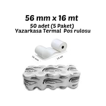 56 Mm X 16 M Yazarkasa Termal Pos Rulosu 50 Adet 5 Paket