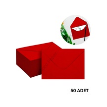 50 Adet Kırmızı Davetiye Zarfı, Dayanıklı Mat Tebrik Kartı Ve Mektup Zarfı Seti, 13x18 Cm - 140 Gr