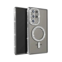 Samsung Galaxy S25 Ultra Kılıf Joke Simli Magneticsafe Kılıf - Gümüş