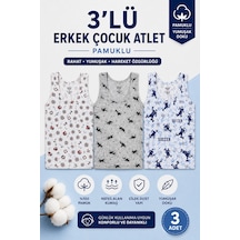 Modare 3lü Erkek Çocuk Pamuklu Atlet Erkek Çocuk Desenli Atlet İç Çamaşırı