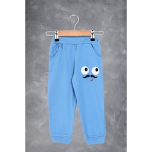 Toontoy Kids Toontoy Erkek Çocuk İki Yanı Cepli Nakışlı Eşofman Alt Mavi