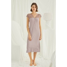 Monamise Kadın Vizon Kısa Kollu Gecelik 18436 Vizon