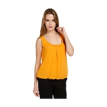 Bulalgiy Kadın Bal Şifon Kolsuz Bluz - Bga027920