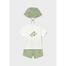 Mayoral Erkek Bebek Şapka T-shirt Şort Takım Yeşil - 01667 Yeşil