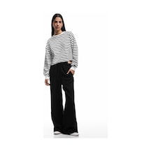 Koton Beli Bağcıklı Bol Kalıp Cepli Geniş Paça Pantolon Siyah 6wal40003ıw Siyah