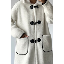 Hiramir Peluş Rahat Kalıp Mont Beyaz Ks2506 Beyaz