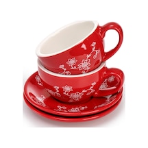 Tr 2'li Paket Kahve Fincanı Ve Tabağı, 10 Oz Seramik Çiçek Motifli Latte Kupa Tabağı Seti, Vintage Sanat Çay Bar Diğer