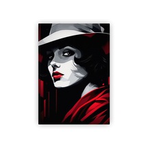 Kırmızılı Kadın Ahşap Poster 20x29 Cm