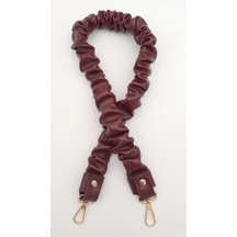Angel Çanta Aksesuar 70 Cm Büzgü Model Suni Deri Bordo Renk Çanta Sapı Light Gold Metalli