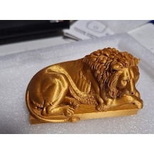 Gold Renk Sanatsal Aslan Figürü Hediyelik Doğal Malzemeli Modern Dekor 15 Cm
