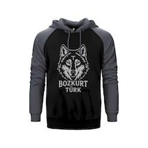 Beyaz Çizgisel Kurt Başı Bozkurt Türk Yazılı Baskılı Sarı Renk Reglan Kol Sweatshirt / Hoodie