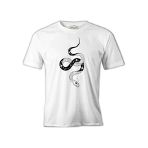Yılan - Stars Track Beyaz Erkek Tshirt