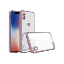 iPhone Uyumlu Xs Max Kılıf Miami Şeffaf Silikon - Açık Mor Düz Renkli