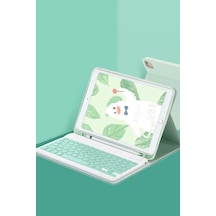 Newface Apple İpad Uyumlu  Pro 11 2022 Kılıf Kc01 Smart Klavyeli Tablet Kılıfı - Açık Yeşil Arka Kapak