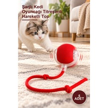 5 Adet Şarjlı Kedi Oyuncağı Titreşimli Hareketli Top