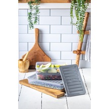 Ny Home 3'lü Set-4 Freshbox Mikrodalga Ve Difrize Uygun Saklama Kabı Gri
