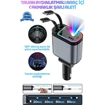 Led Işık Tavan Aydınlatmalı 66w 4 1 Çift Kablolu Hızlı Şarj 3.4a Araç İçi Çakmaklık Şarj Aleti 1 Adet